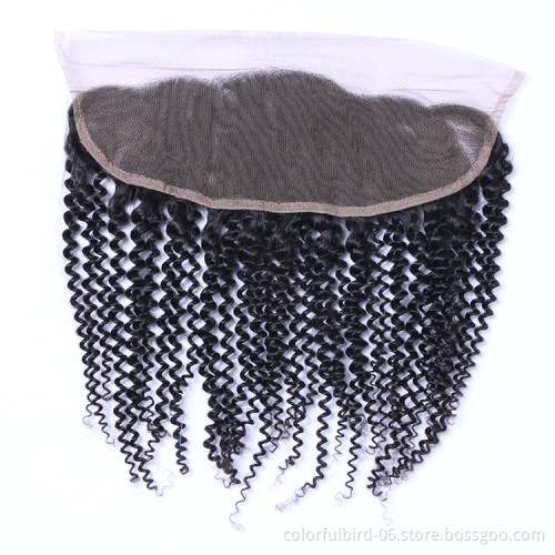 Lace Closure kinky curly 13x4 Lace Closure Human hair cambodian hair HD transparent lace hair extension